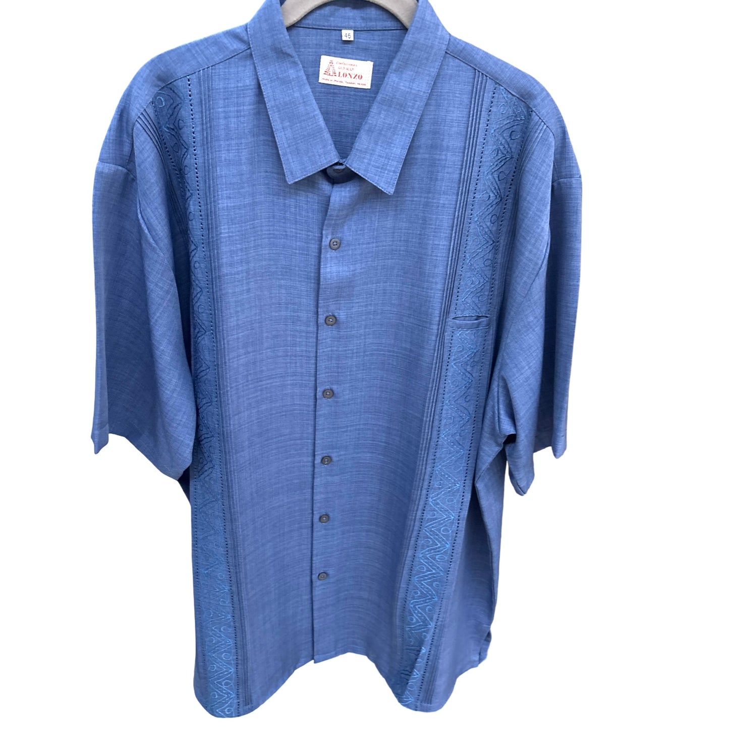 Men’s Blue and white Linen Guayabera – Handmade in Mexico
