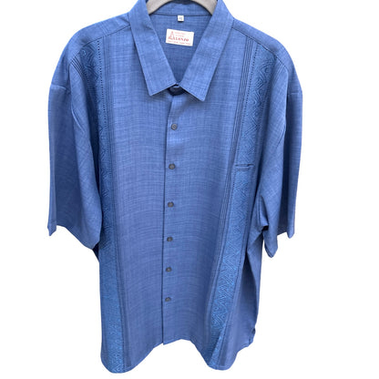 Men’s Blue and white Linen Guayabera – Handmade in Mexico