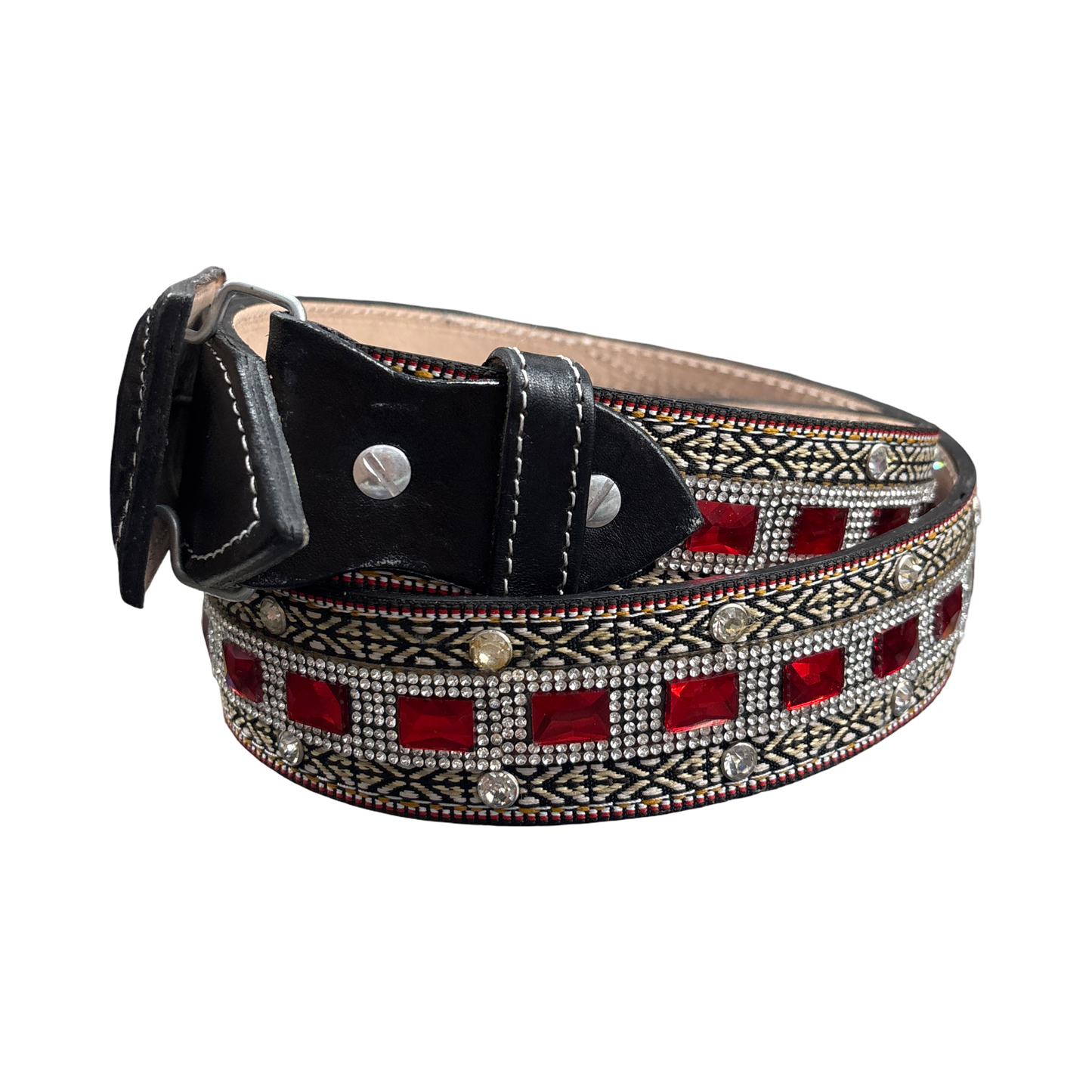 Western Rhinestone Belt – Red Stone Cowboy Belt