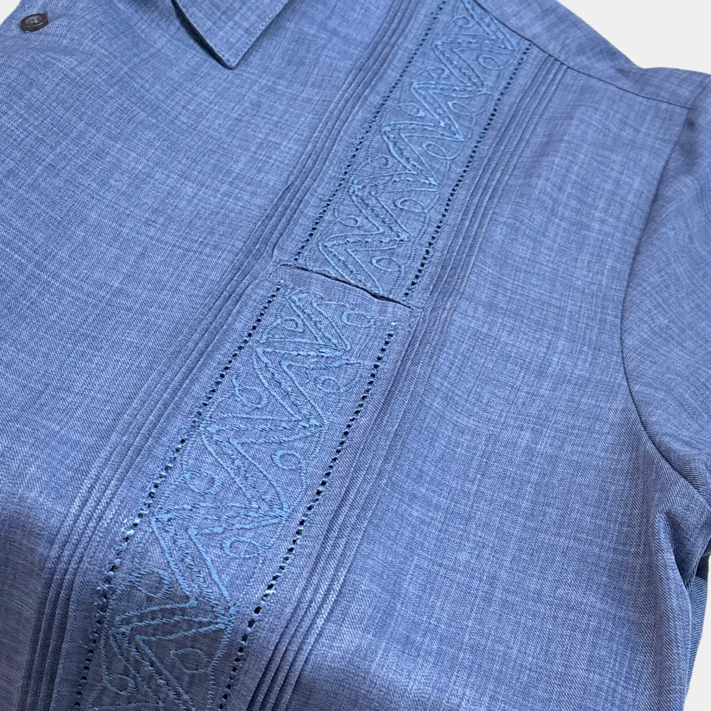 Men’s Blue and white Linen Guayabera – Handmade in Mexico