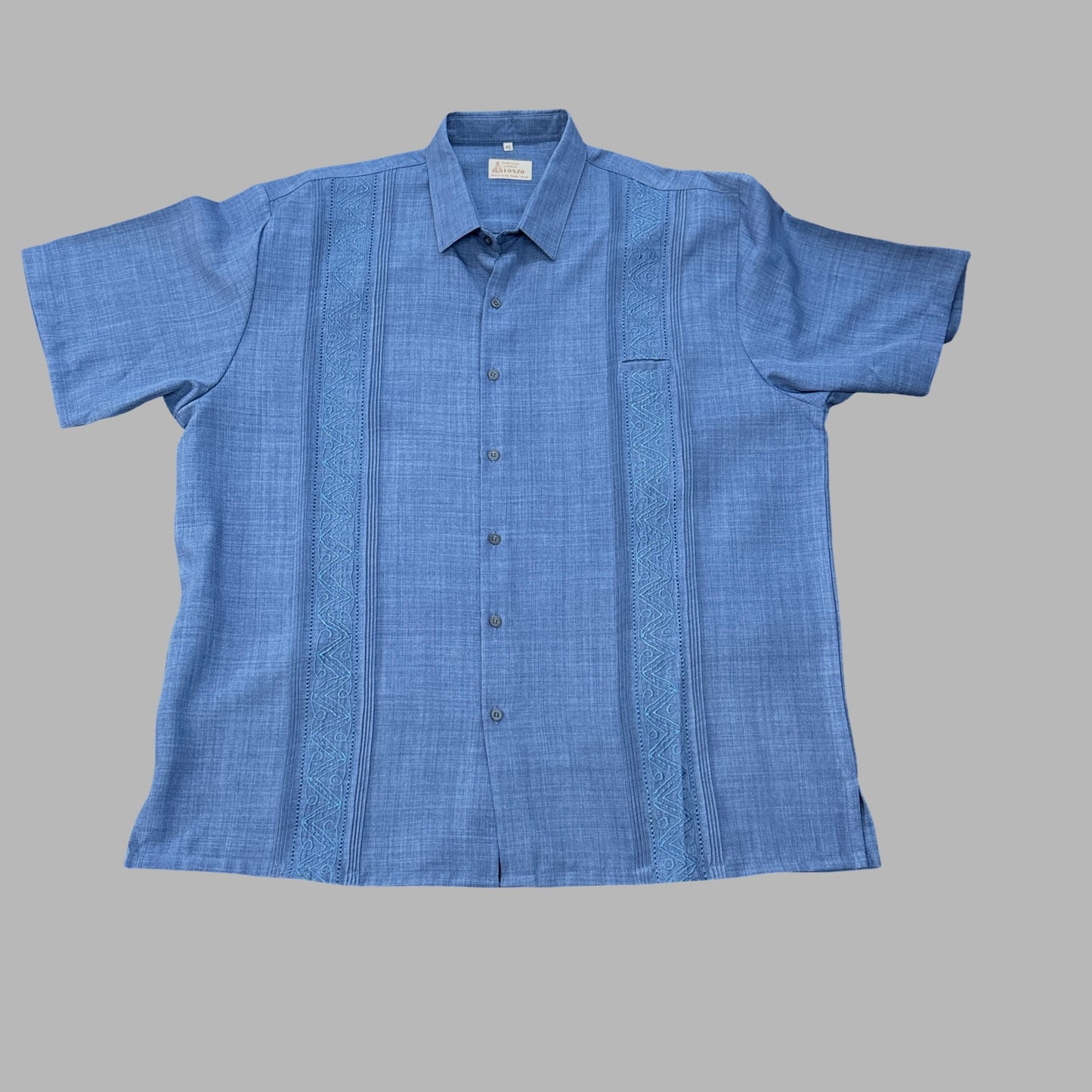 Men’s Blue and white Linen Guayabera – Handmade in Mexico