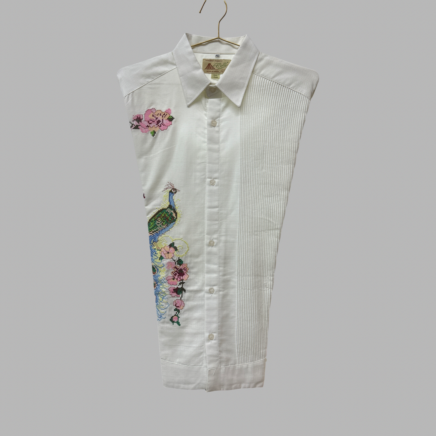 Embroidered Peacock Guayabera – Artisan Elegance