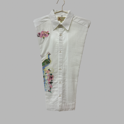 Embroidered Peacock Guayabera – Artisan Elegance