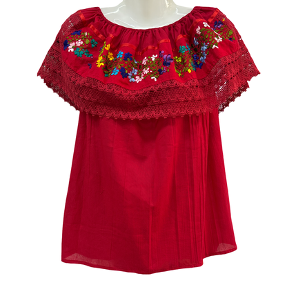 🌸 Embroidered Mexican Blouse – Off-Shoulder Elegant Style