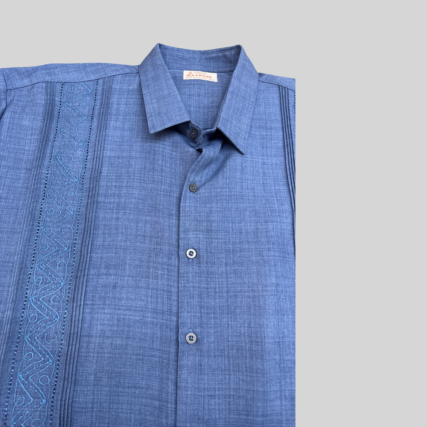 Men’s Blue and white Linen Guayabera – Handmade in Mexico