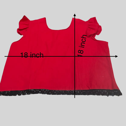 Red Artisan Blouse with Embroidered Heart