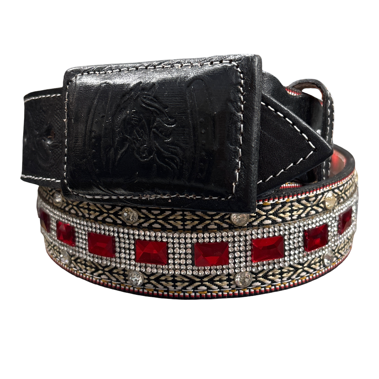 Western Rhinestone Belt – Red Stone Cowboy Belt