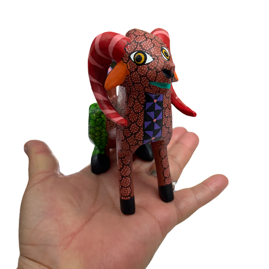 Handcrafted Mexican Alebrije Ram – Colorful Folk Art Sculpture