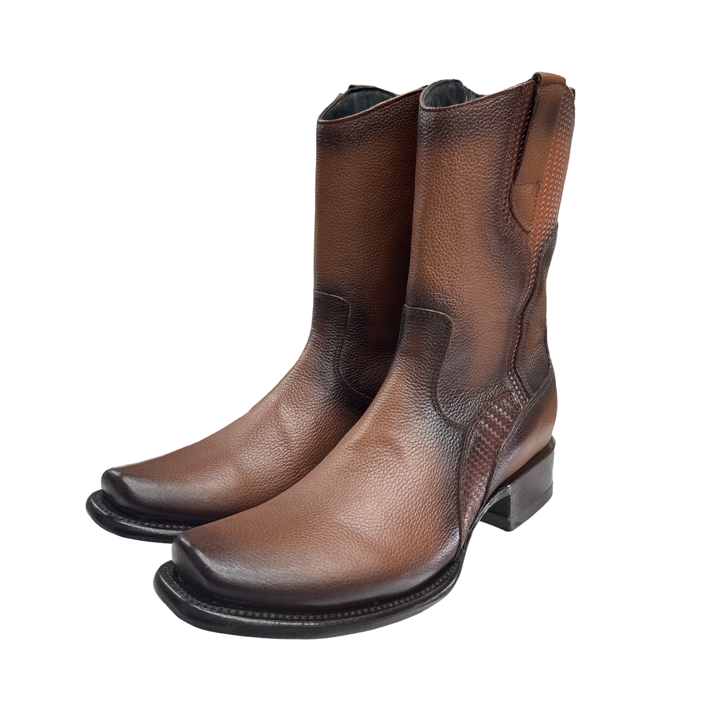 Title:
Men’s Brown Genuine Leather Western Boots – Square Toe Cowboy Boots with Side Zipper
