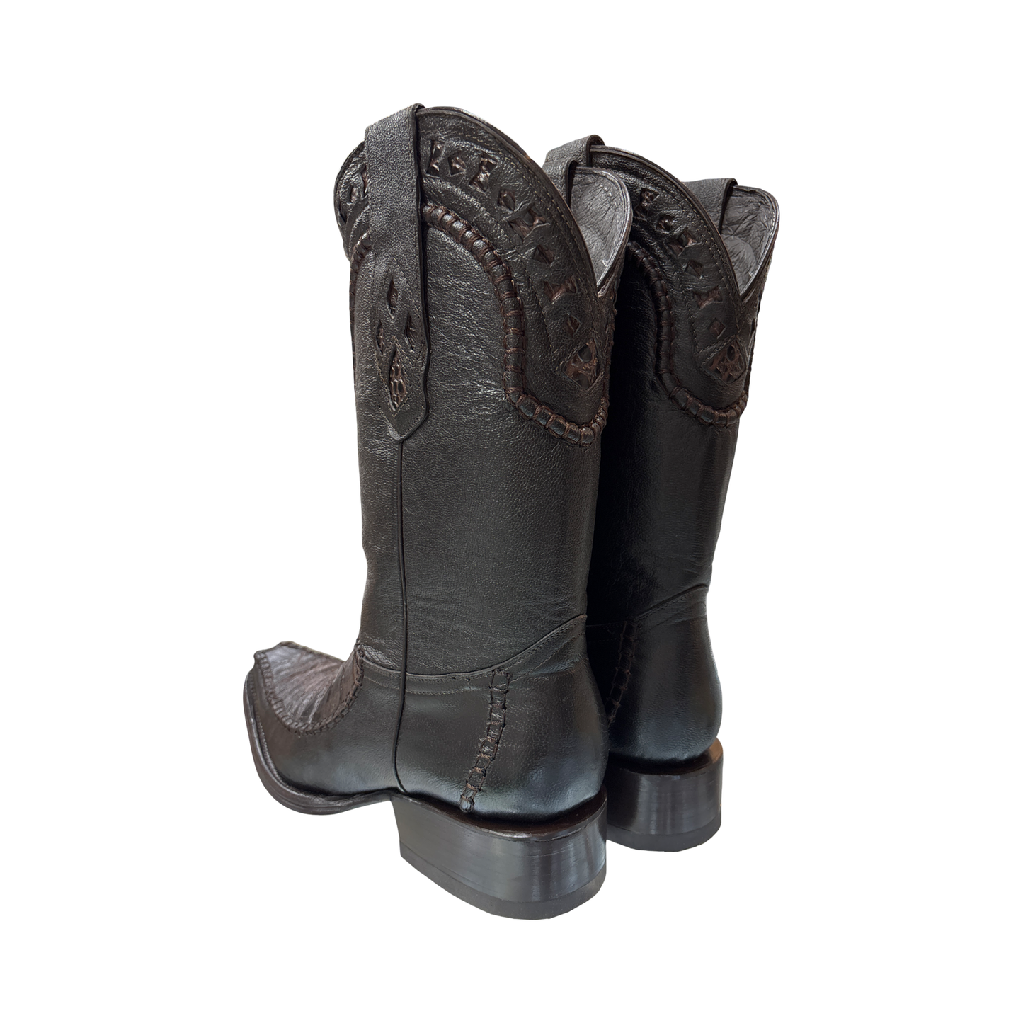 African Boots Brown Imitation Crocodile Belly Western Boots – Square Toe Cowboy Boots – Style Holanda
