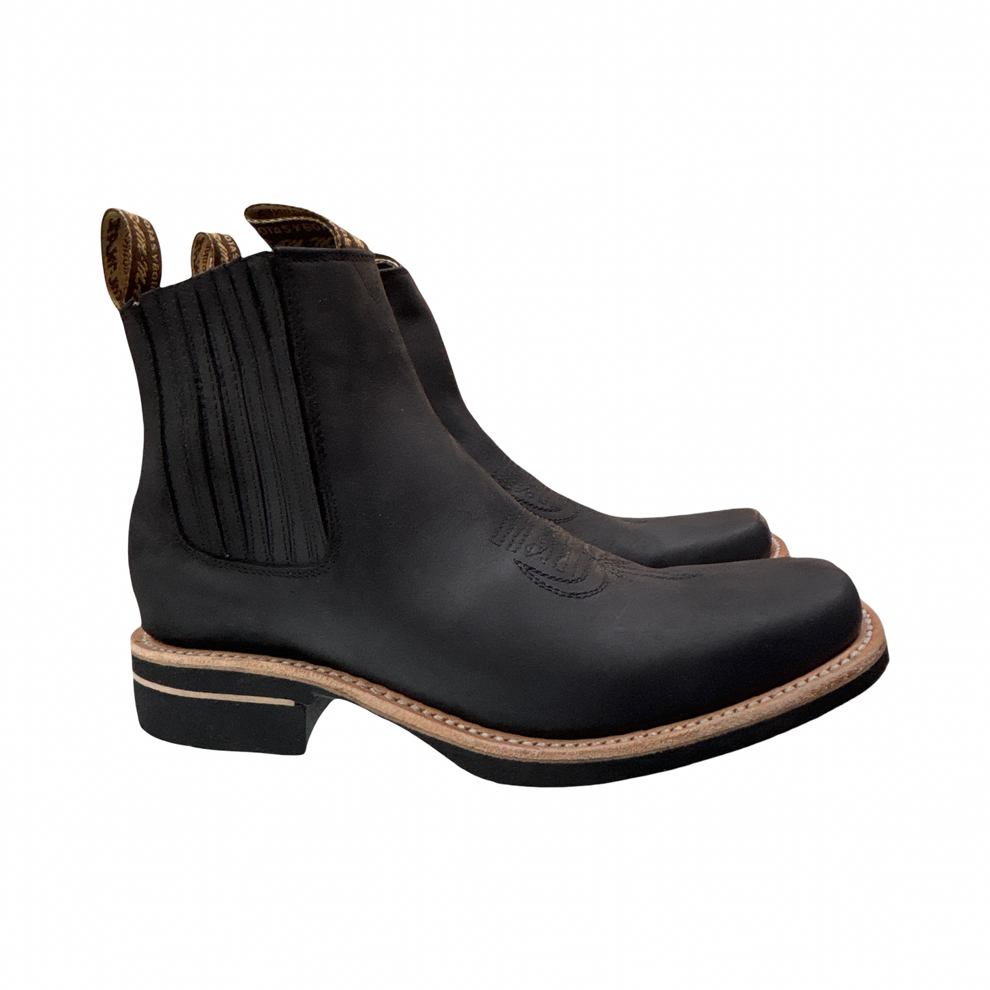 Botín Vaquero de Piel Negra – Estilo rodeo clásico