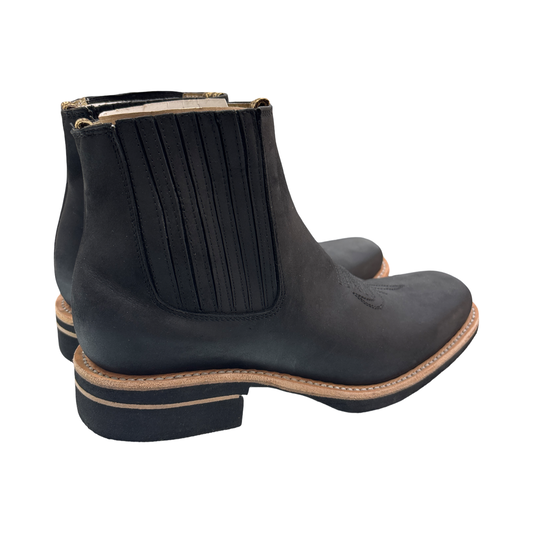 Botín Vaquero de Piel Negra – Estilo rodeo clásico