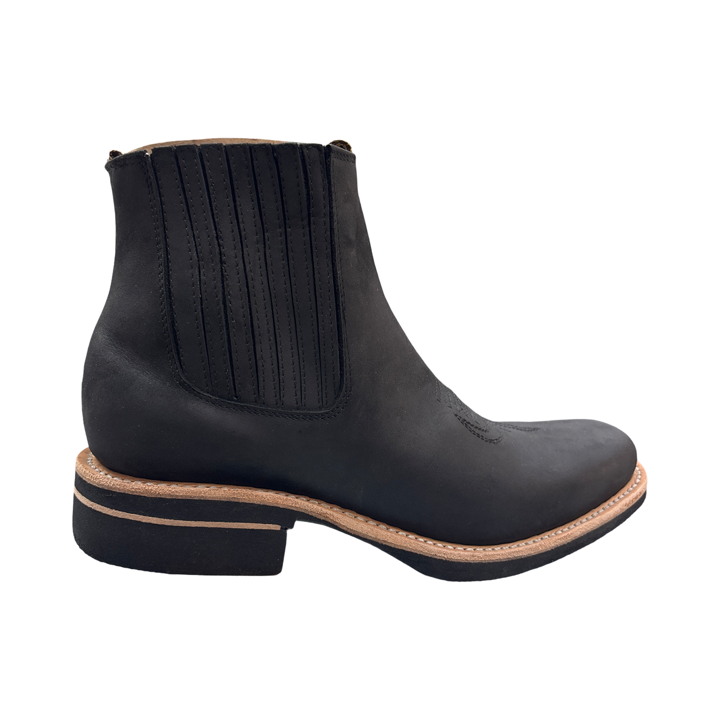 Botín Vaquero de Piel Negra – Estilo rodeo clásico