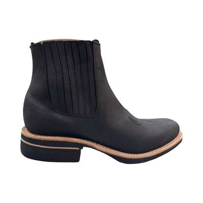 Botín Vaquero de Piel Negra – Estilo rodeo clásico