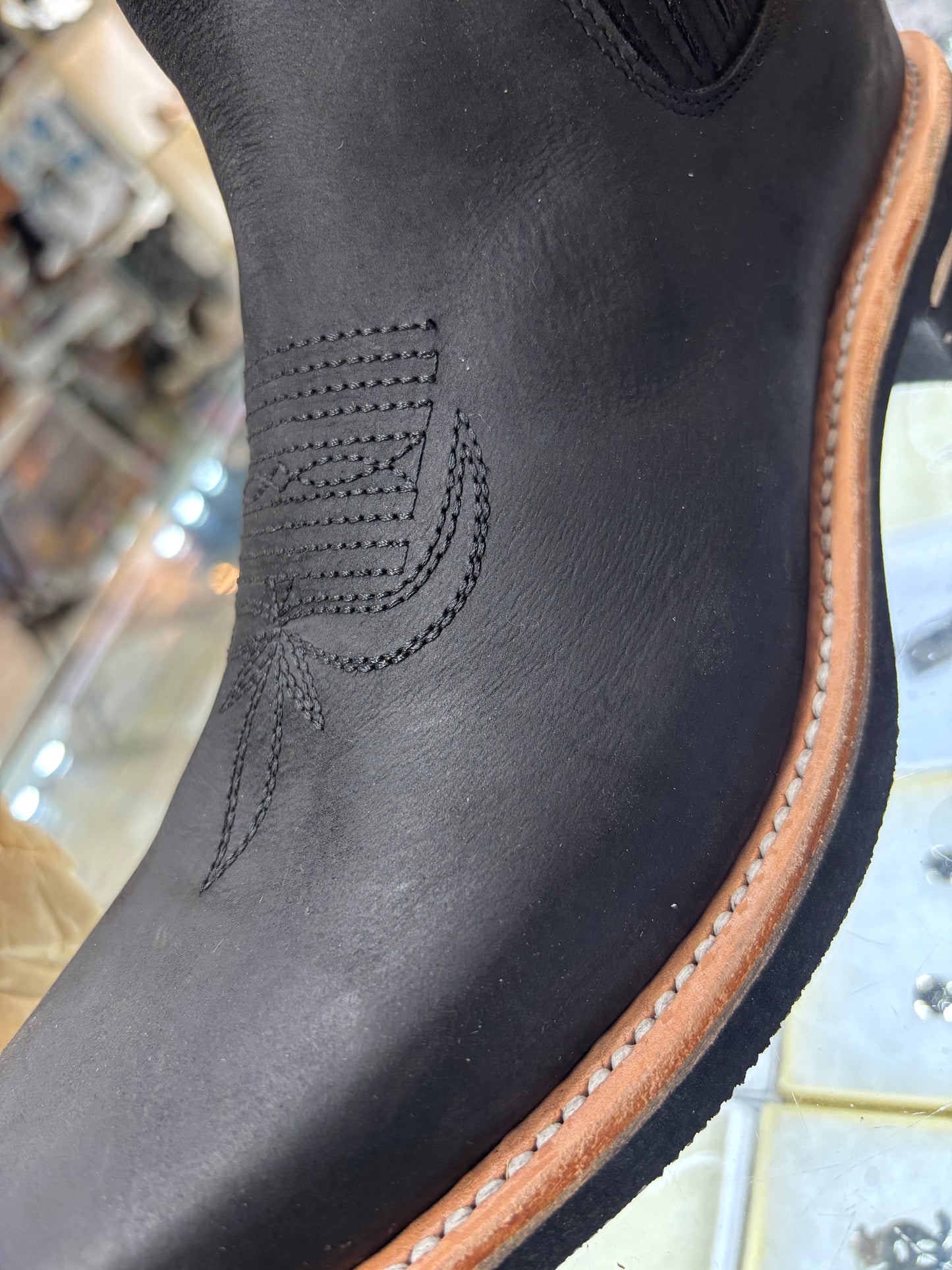 Botín Vaquero de Piel Negra – Estilo rodeo clásico