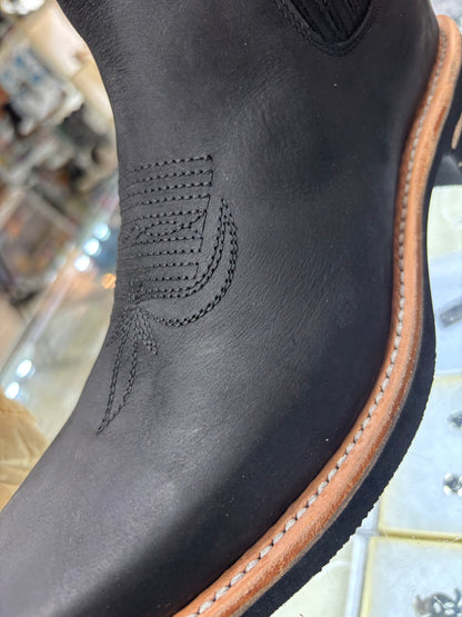 Botín Vaquero de Piel Negra – Estilo rodeo clásico