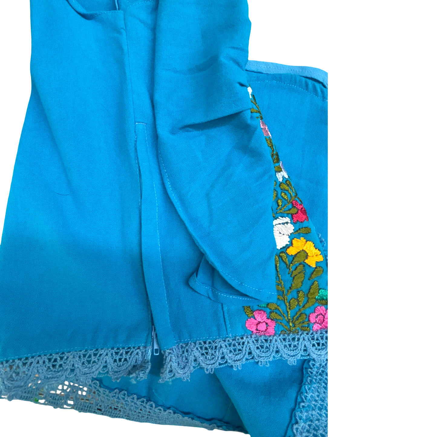 One Shoulder Embroidered Ruffle Top